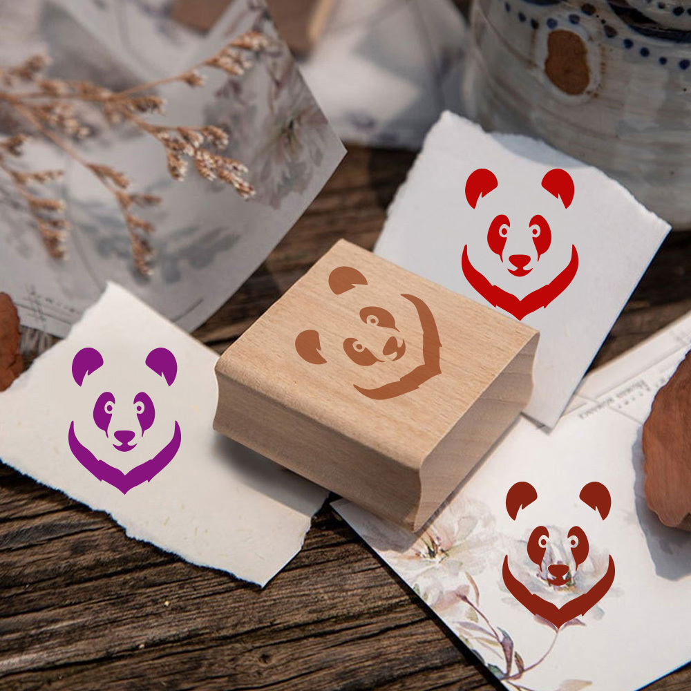 Adorable Cartoon Panda Decorative Wooden Stamp
